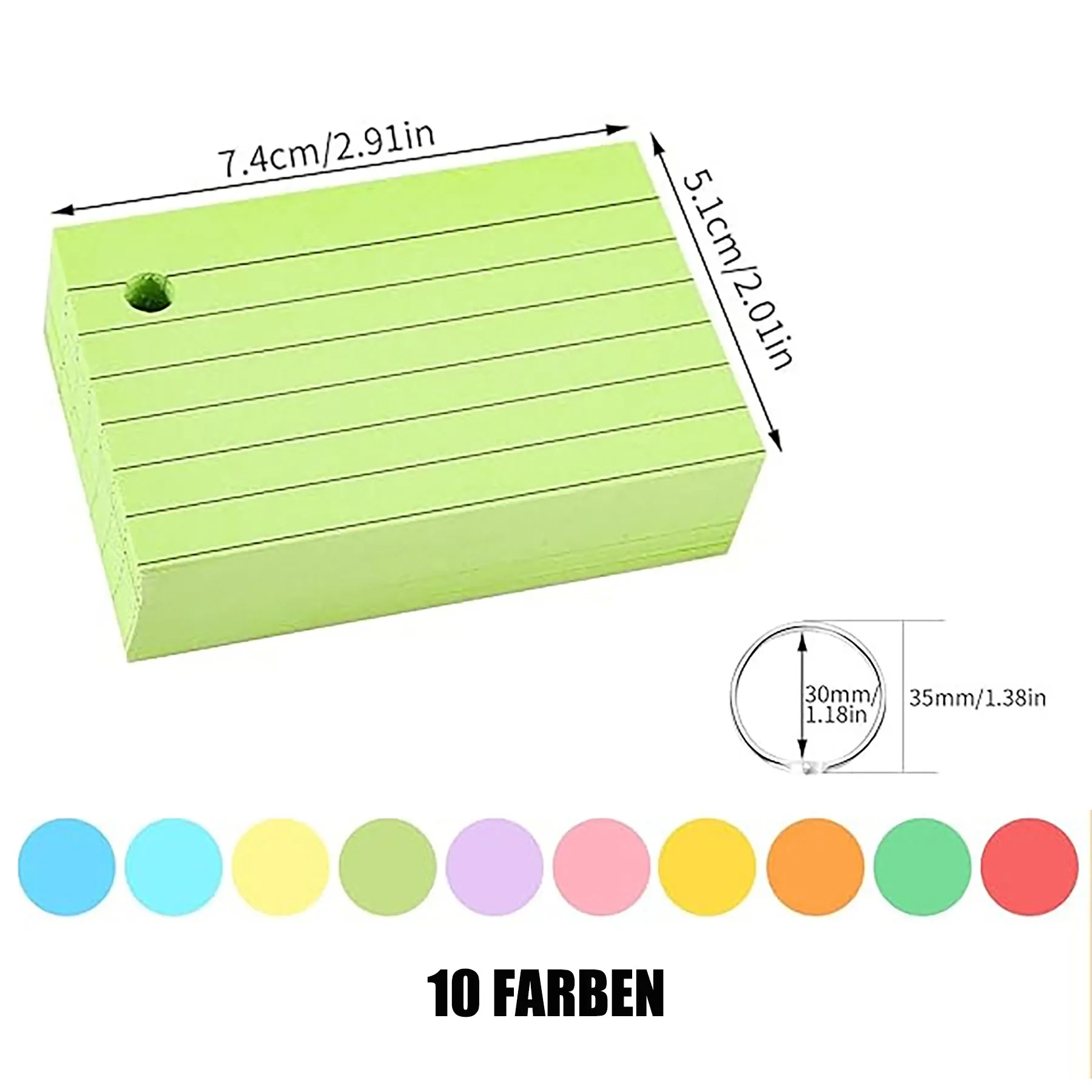 100 PCS Colored Flash Cards with Ring 3