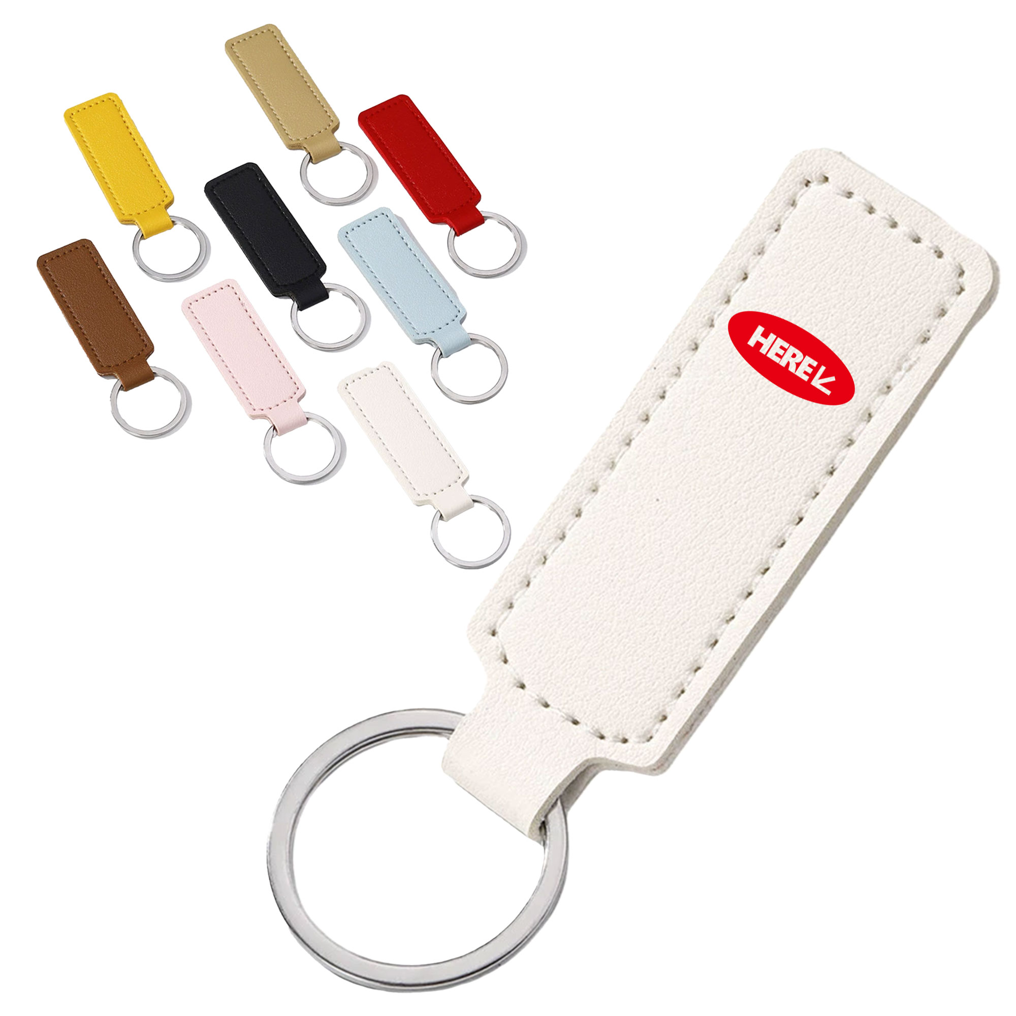 PU Leather Square Keychain 3