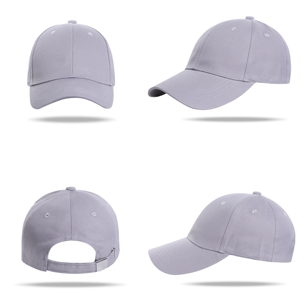 Stock Solid Color Cotton 6 Panel Cap, Double Buckle Back 2