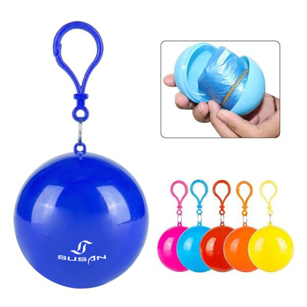 Disposable Portable Raincoat Poncho Ball Keychain