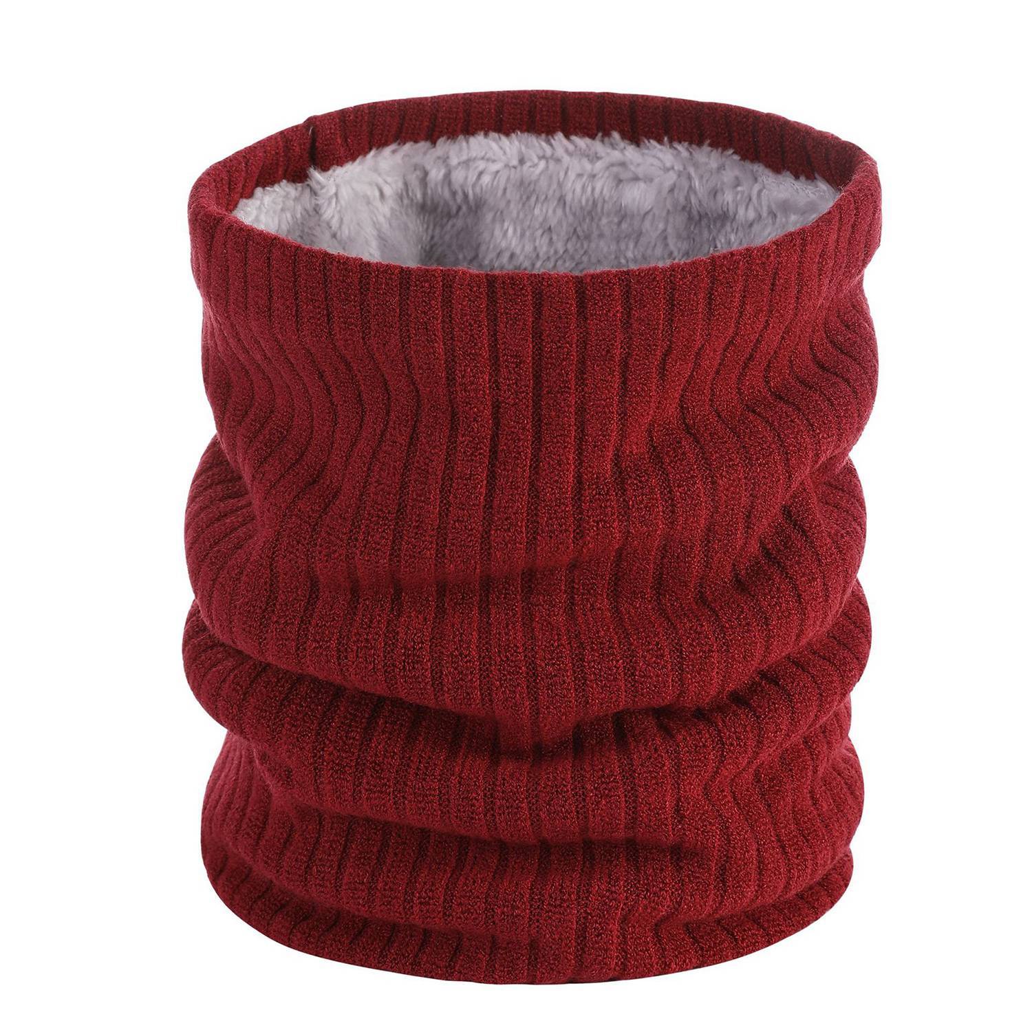 Winter Knitted Plush Lined Neck Warmer Scarf 19