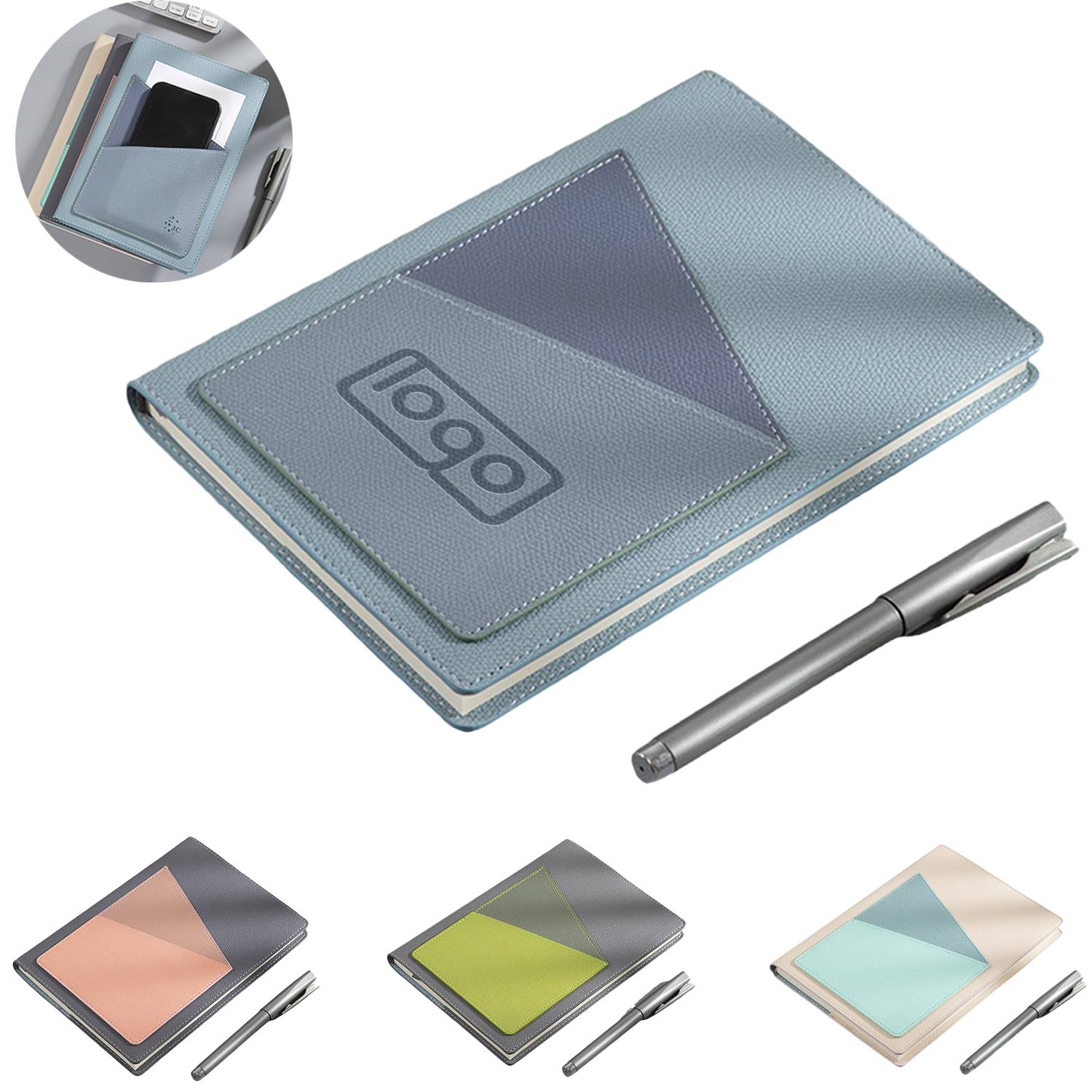 A5 PU Leather Slip Pocket Notebooks w/ Pen 3