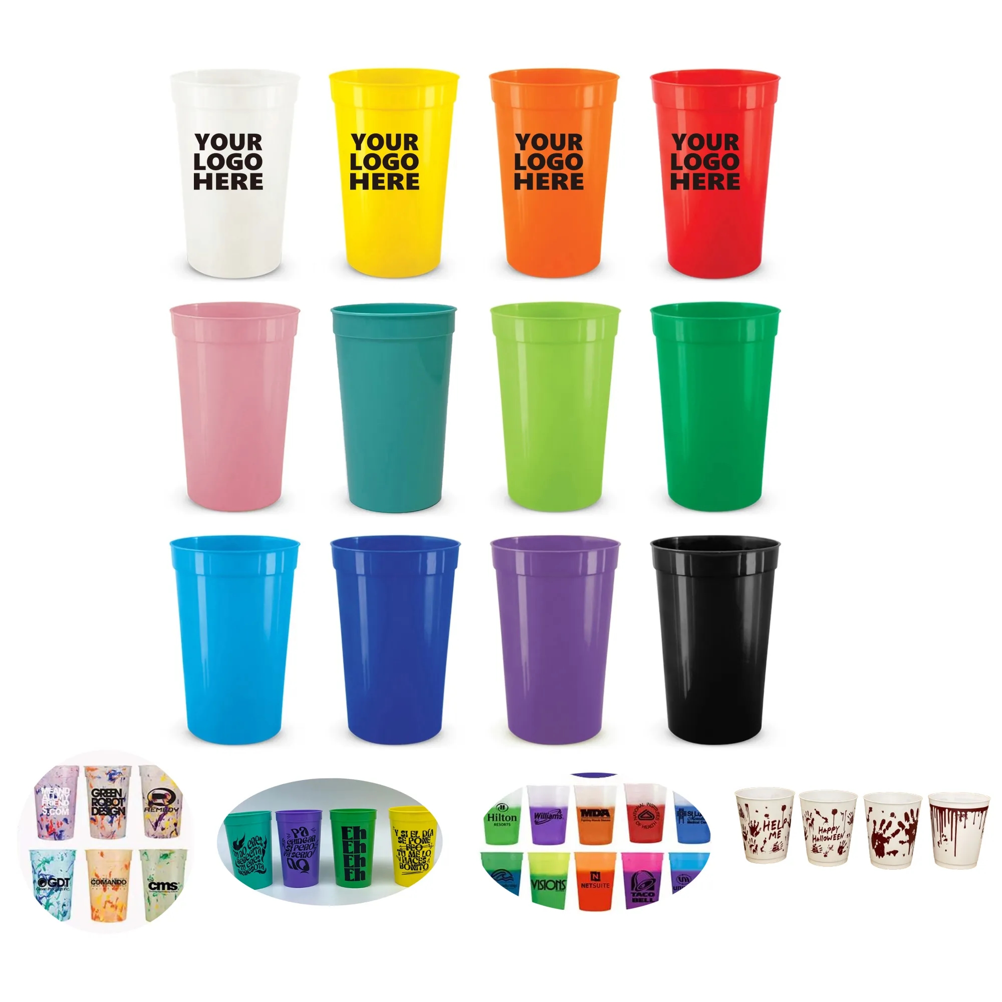 16 oz Vintage Reusable Plastic Stadium Cup MOQ20
