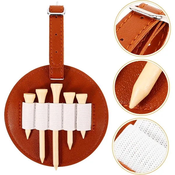PU Leather Round Golf Tee Bag Holder 7