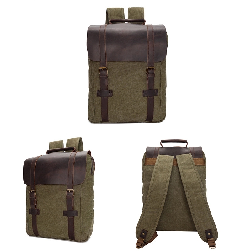 Premium Canvas Leather backpack,Laptop Backpack 4