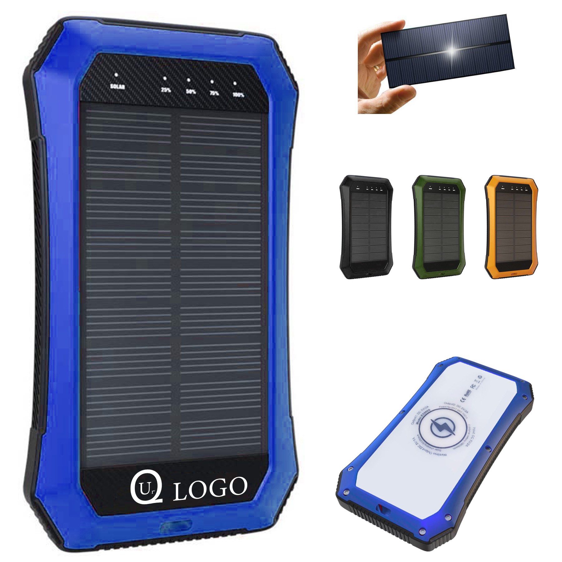 10000Mah Micro-Usb Input Solar Power Bank Flashlight 1
