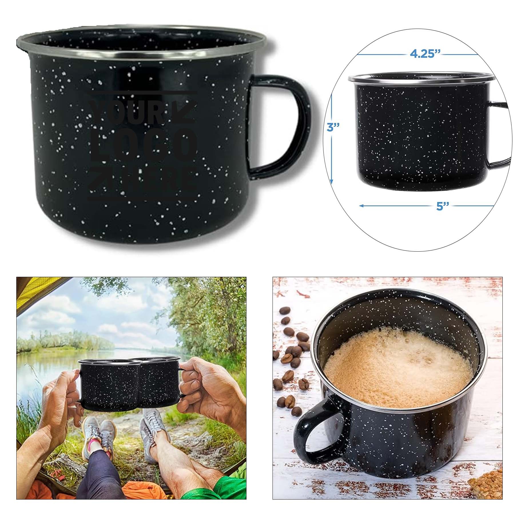 16 Oz Camping Enamel Mug PortableVintage Camping Picnic Home Drinking Cup 2
