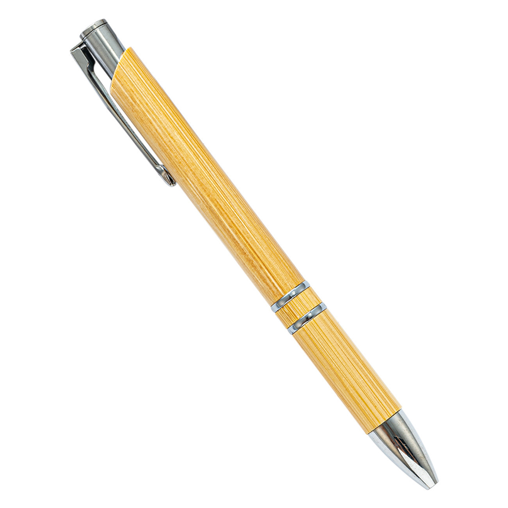 Eco Bamboo Ballpoint Pen with Metal Clip and Accents 6
