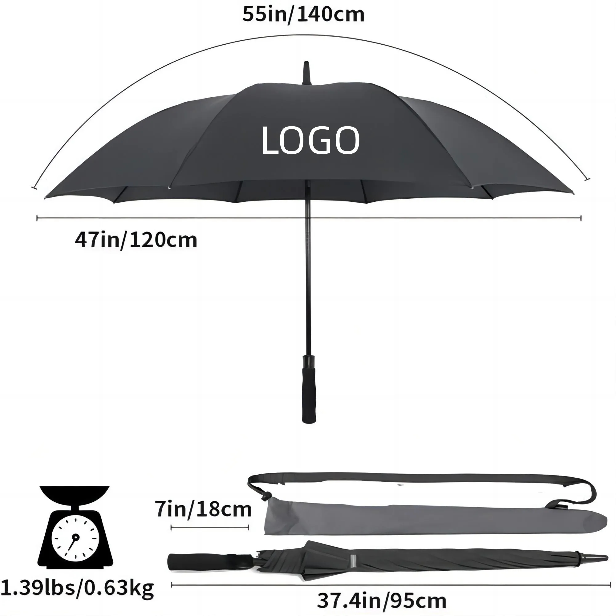 55" Arc Matte Metallic Umbrella 5