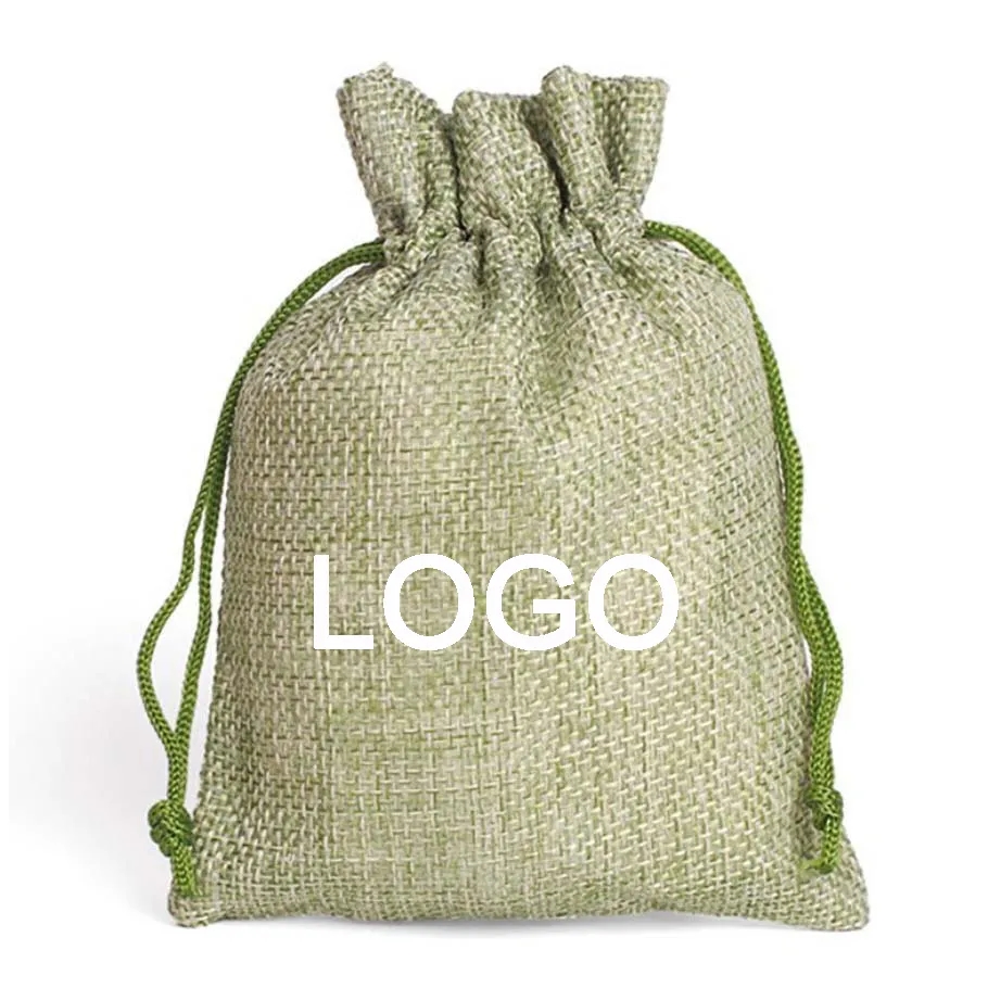 Custom Jute Drawstring Gift Bag - 4''w x 5.5''h 13