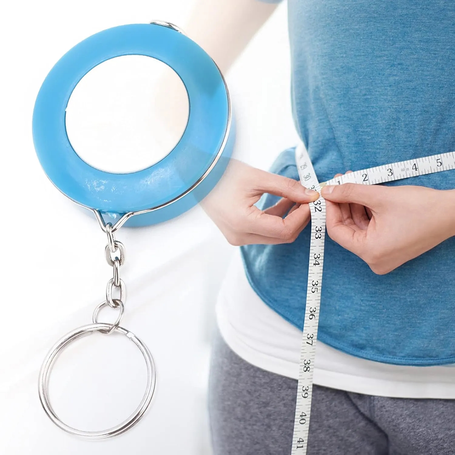 Dual-Side Retractable Tape Measure with Keyring 6