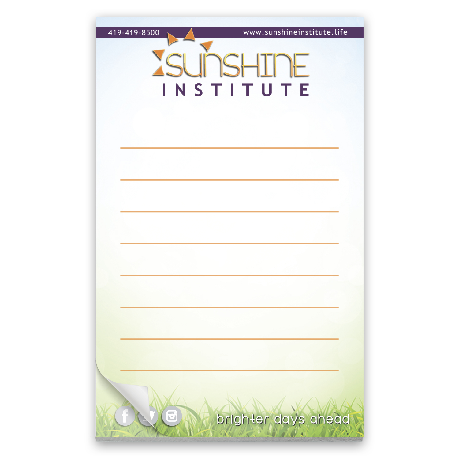 Paper Note Pad 3 1/2 x 5 1/2, 50 pages, w/mag 4CP