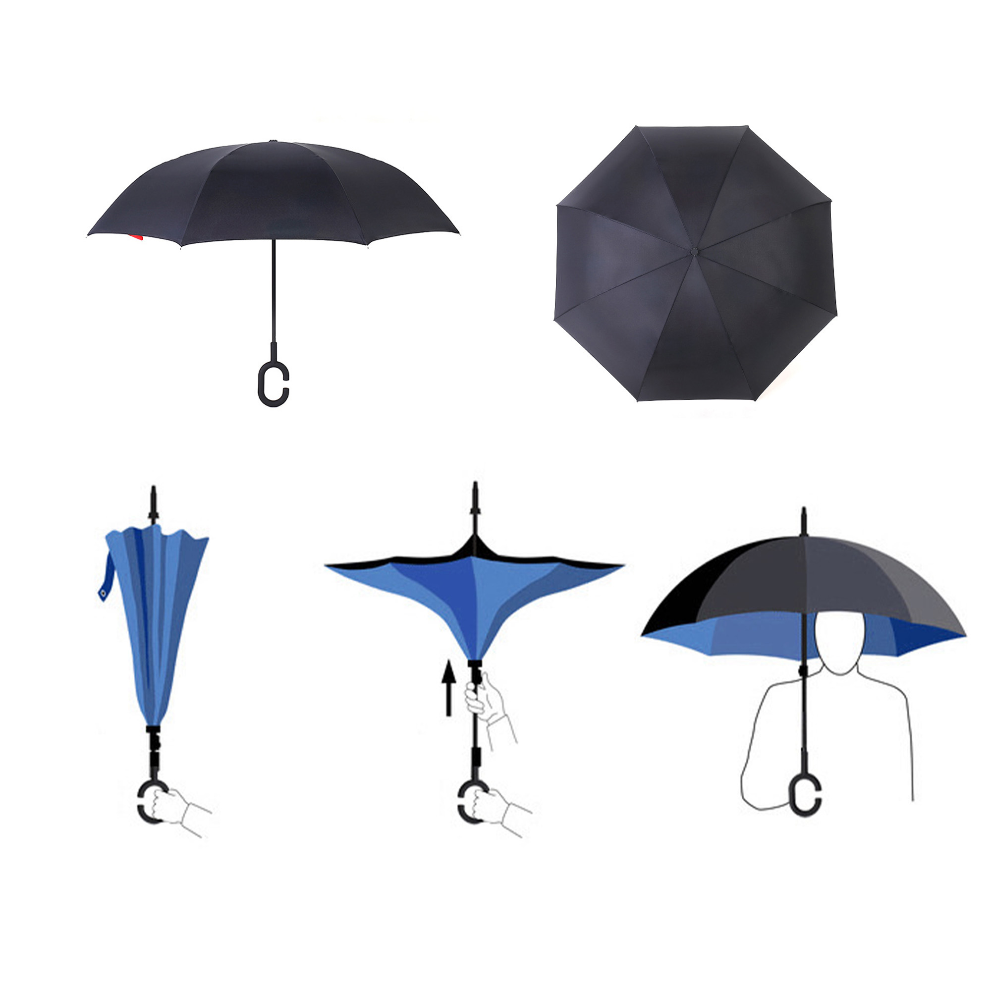Double Layer Inversion Umbrella With C-Handle 2