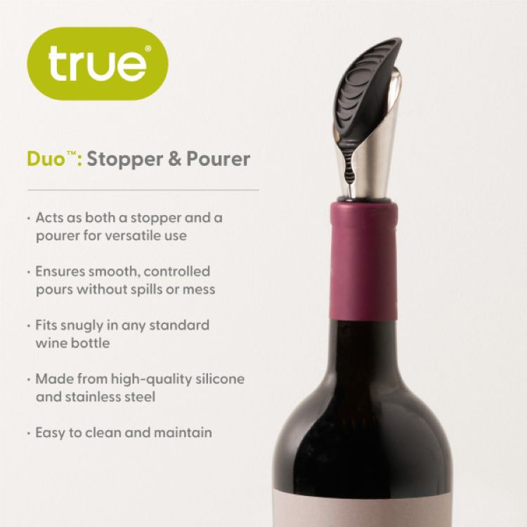 True® Duo Bottle Stopper And Pour Spout in Black 2