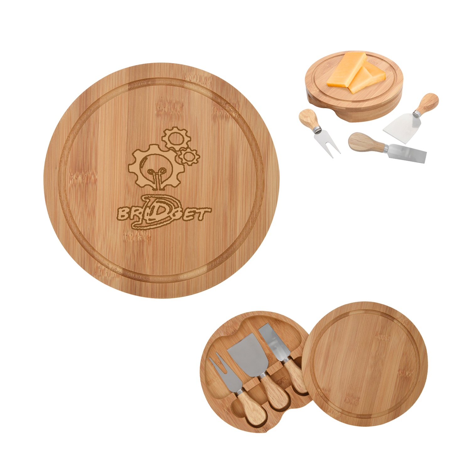 3 Pcs Bamboo Cheese Server Kit 3