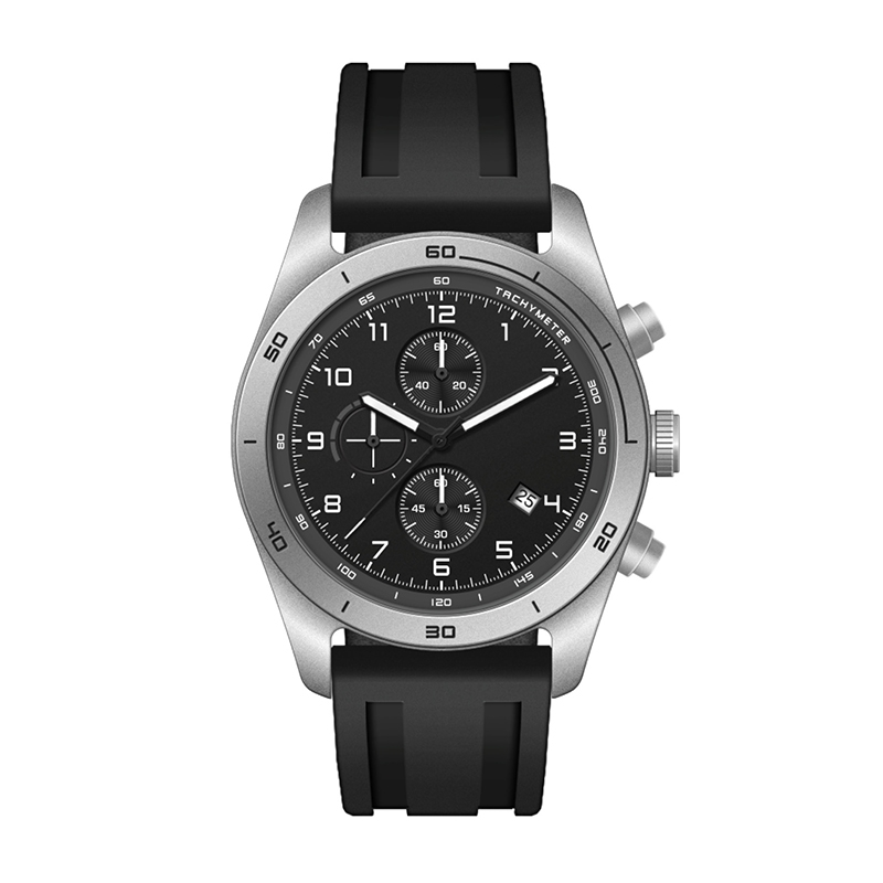 WC6502 42MM STEEL MATTE SILVER CASE, CHRONOGRAPH MVMT, BLACK DIAL, DTE DISPLAY, SILICONE STRAP, FLAT MINERA 2