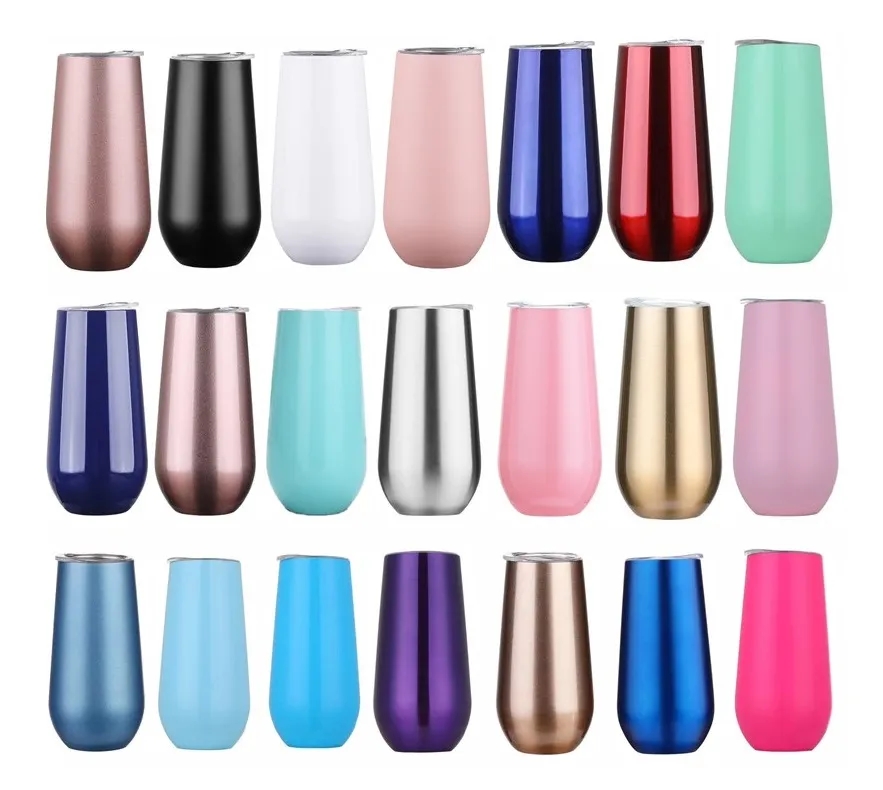 Stemless Double Insulated Champagne Flute Wine Tumbler 7