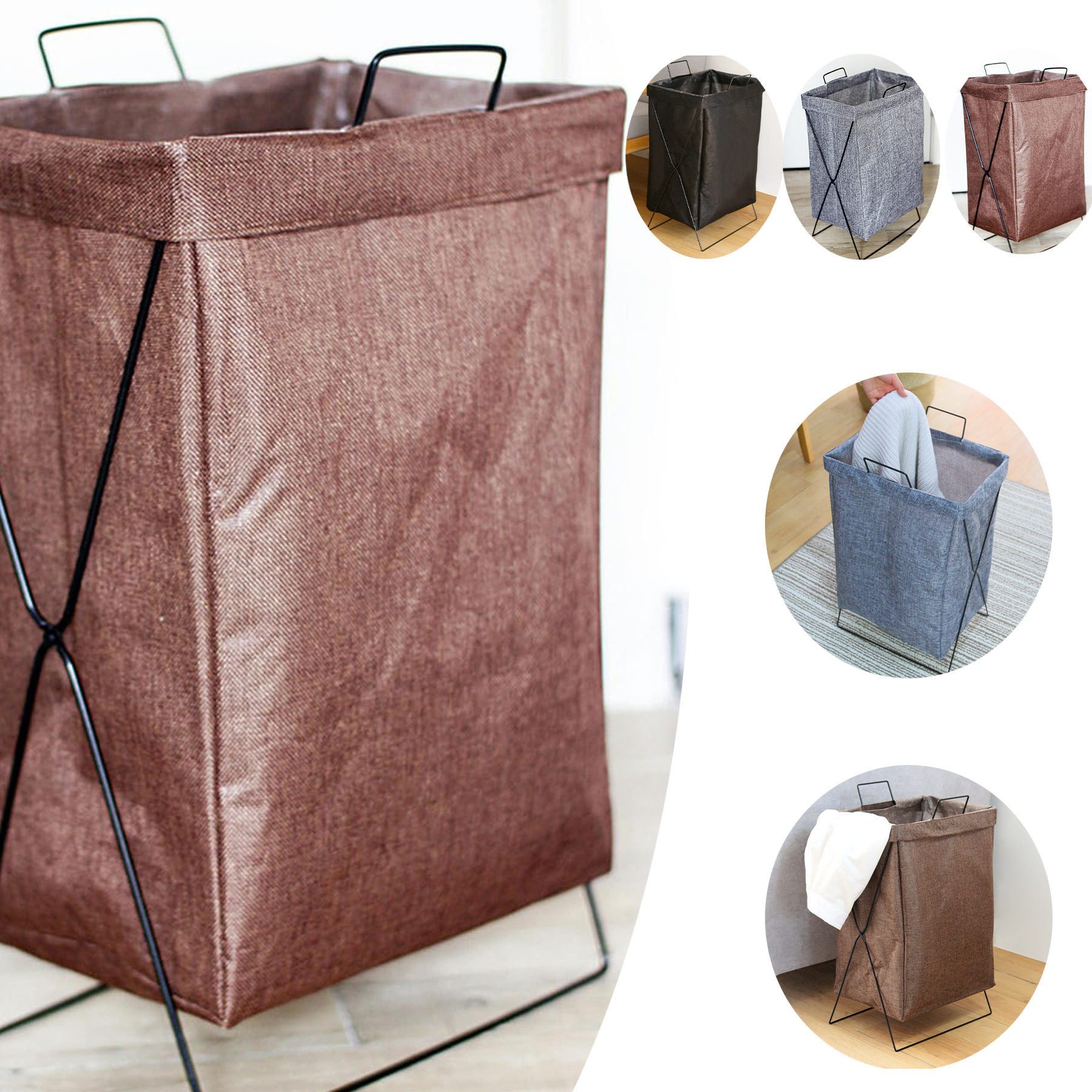 Thickened Iron Frame Dirty Clothes Basket