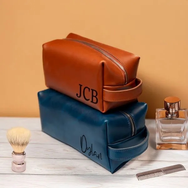 Personalized Leather Toiletry Bag Made in the U.S.A. 5