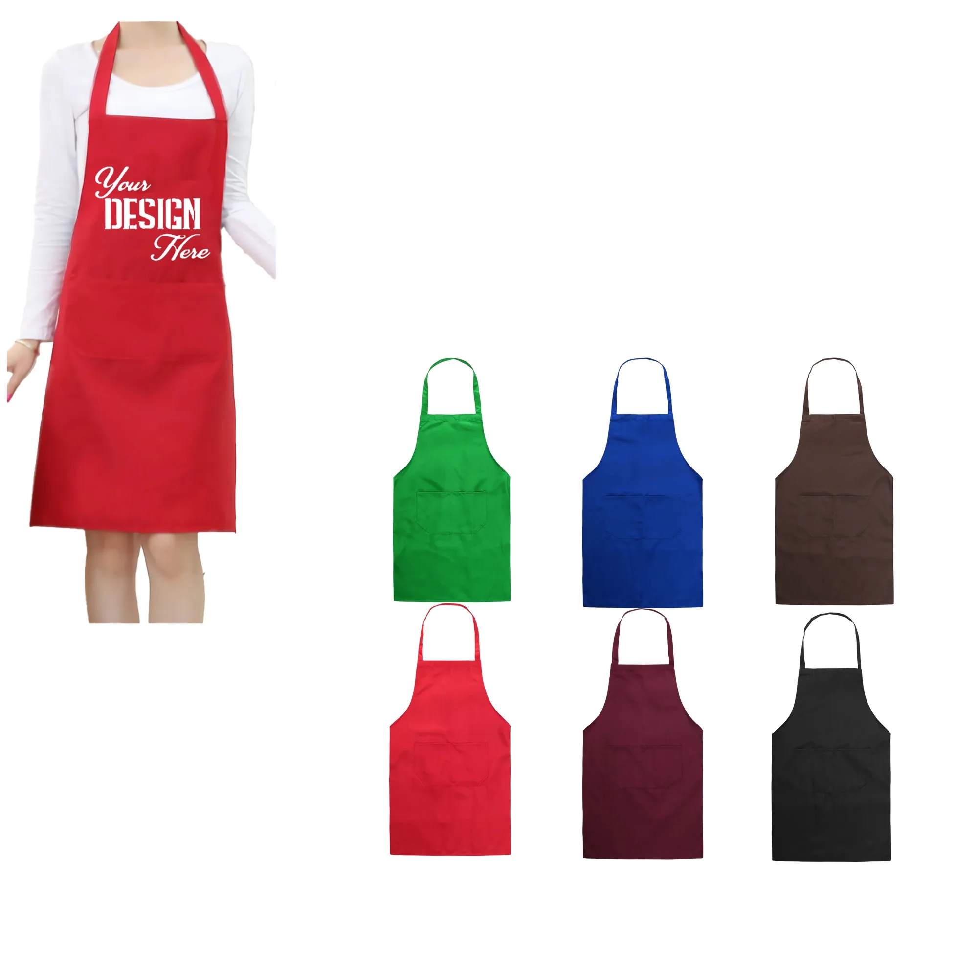 Polyester Cooking Crafting Apron With Pockets