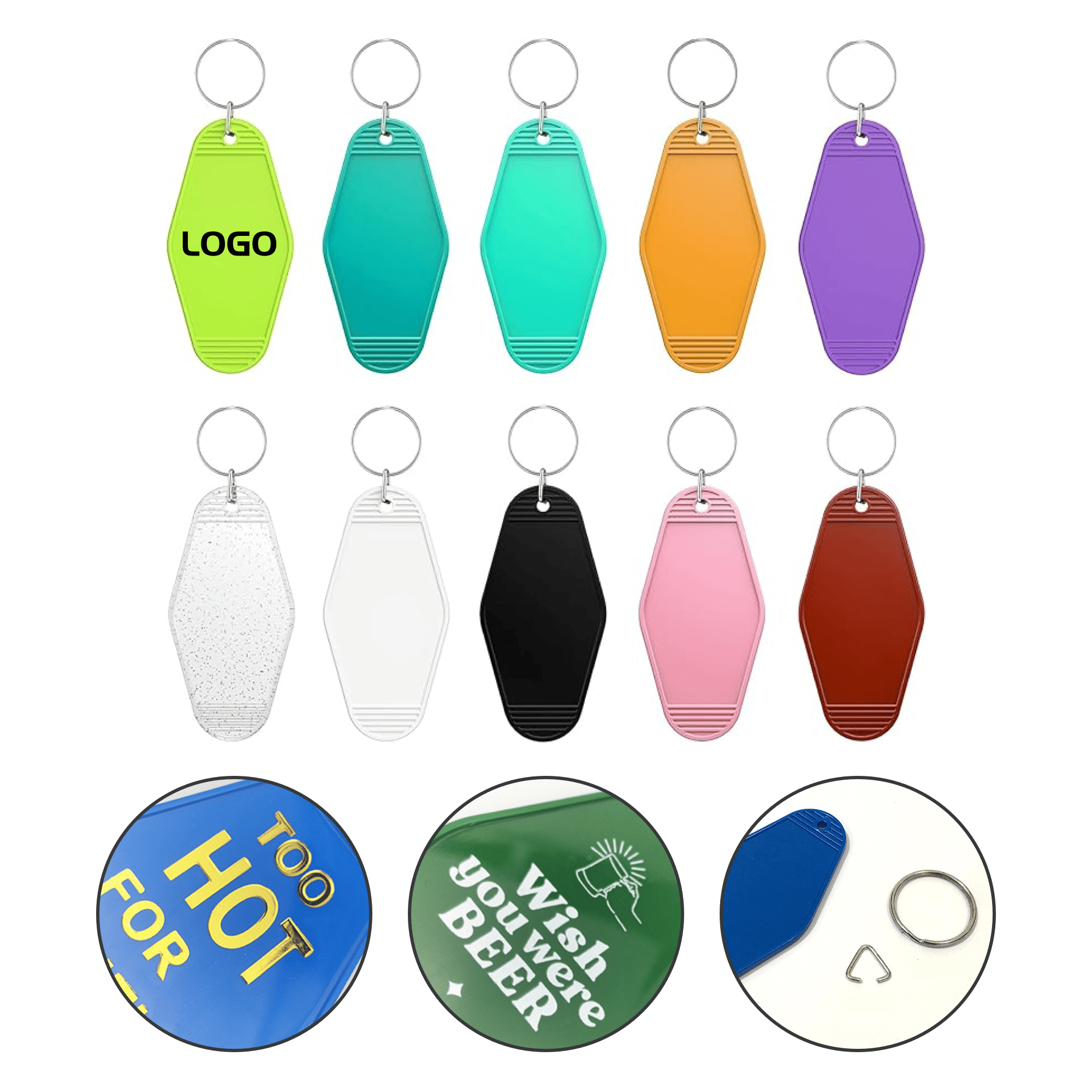 Personalized Acrylic Branded Hotel Motel Numbered Key Fob 2