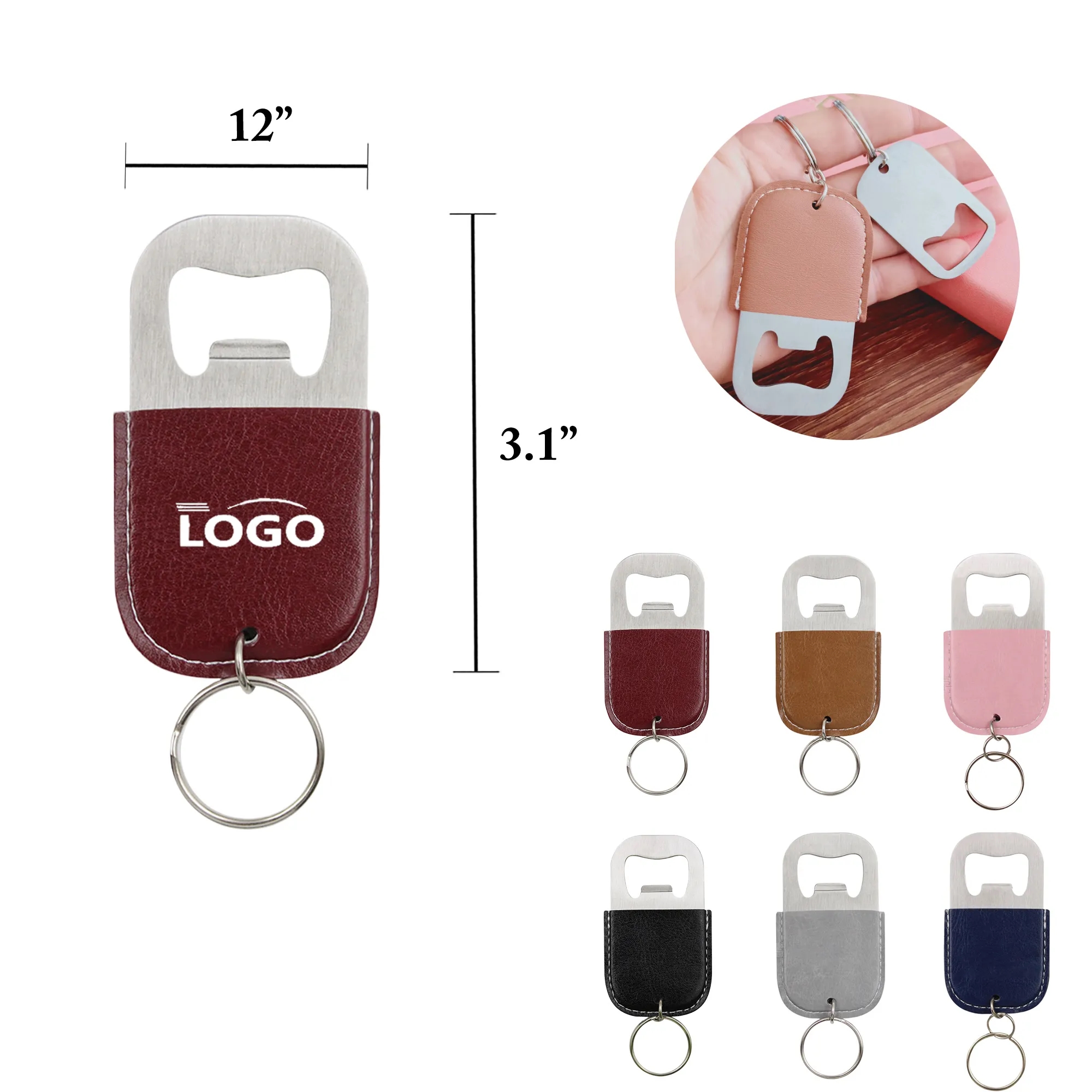 MOQ100 PU Stainless Steel Bottle Opener Keychain 11