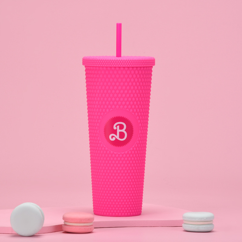Double Layer Plastic Diamond Straw Cup 7