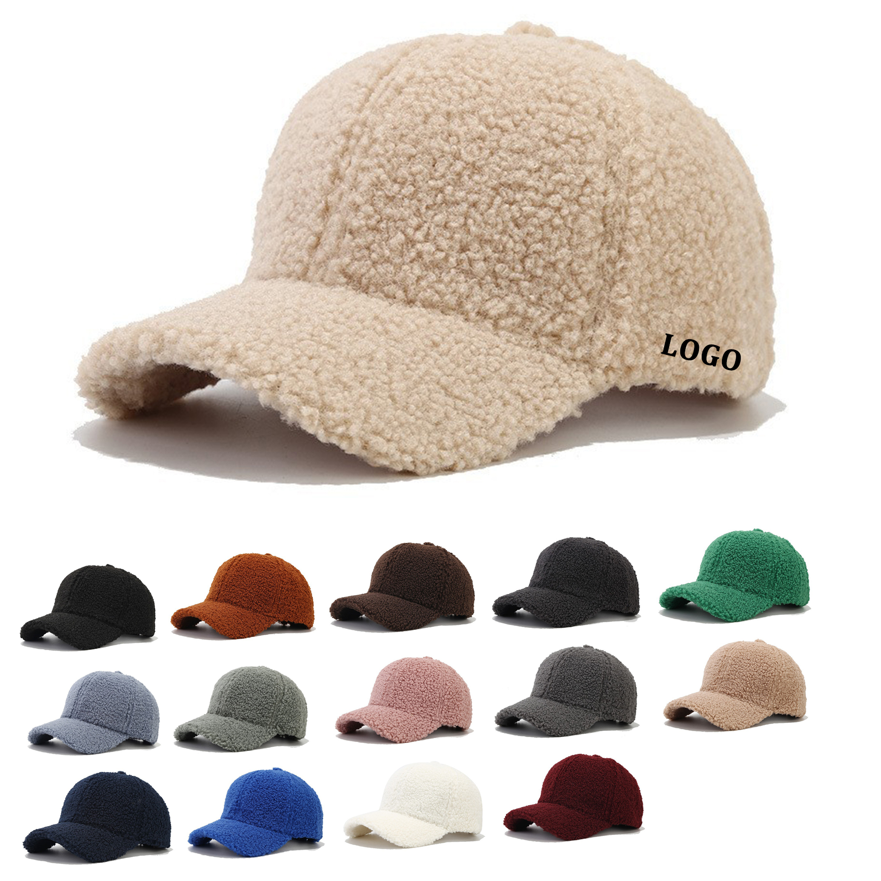 Women Winter Lamb Wool Baseball Cap 7