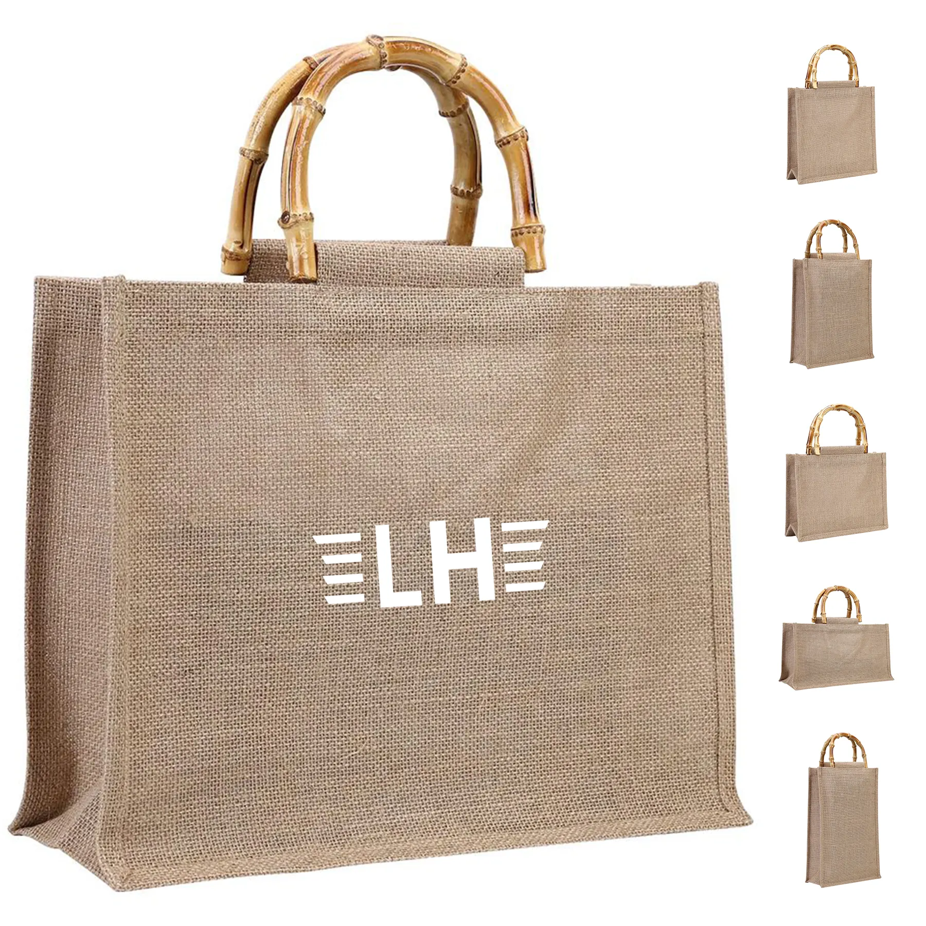 Jute Tote Bag With Bamboo Handle 9