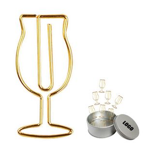 Wine Glass Shaped Paper Clips In Tin Box Set Of 16 With Customizable Lid 4
