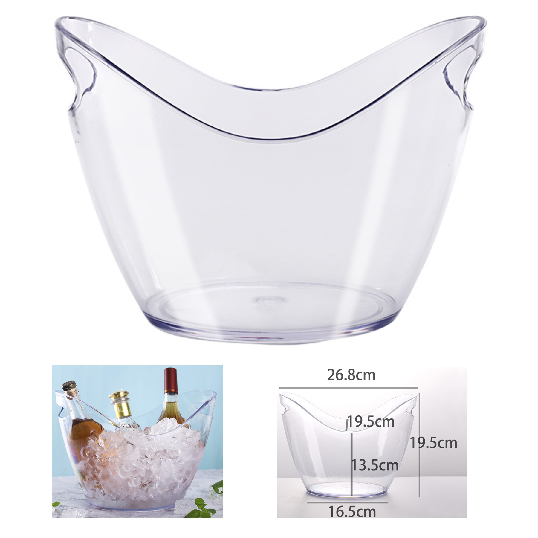 Ice Bucket Clear Plastic For Wine Champagne Beer Bottles 1