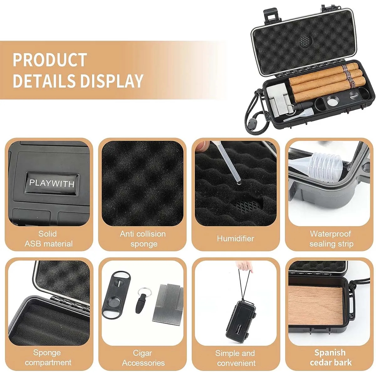 Portable Crushproof Airtight Travel Cigar Humidor Case 3