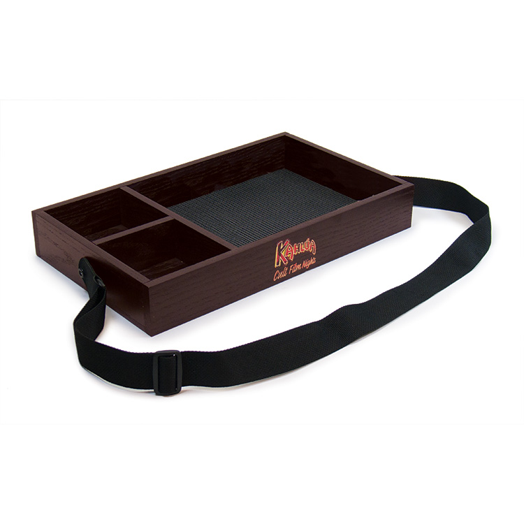 Wood Serving Tray with Adjustable Strap 3 Compartment