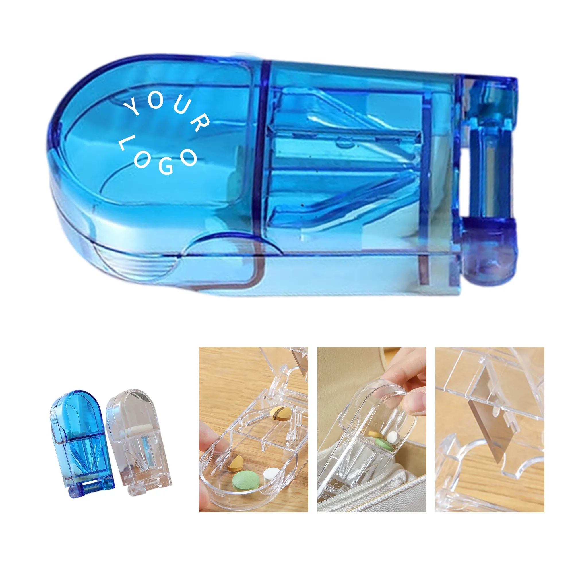 Travel Pill Organizer with Safe Cutting Blade Compact 1