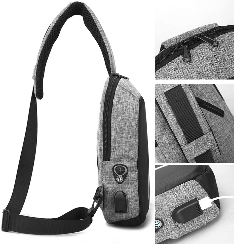 Multi Pockets Chest Bag With USB Charging Port 7