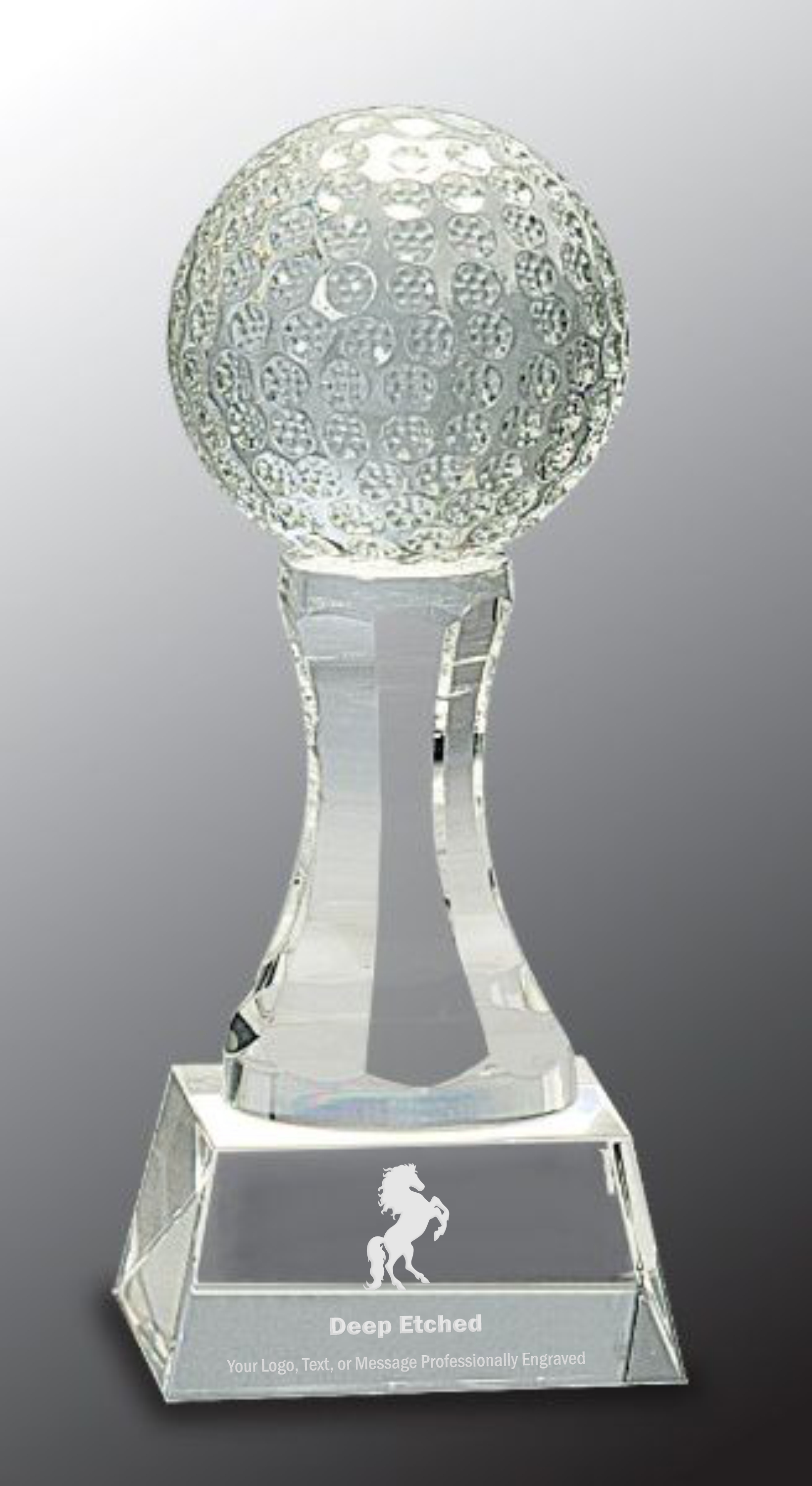 6" Crystal Golf Ball Award on Clear Pedestal Base
