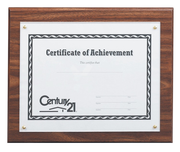 Walnut Veneer w/Lucite Certificate Holder 1