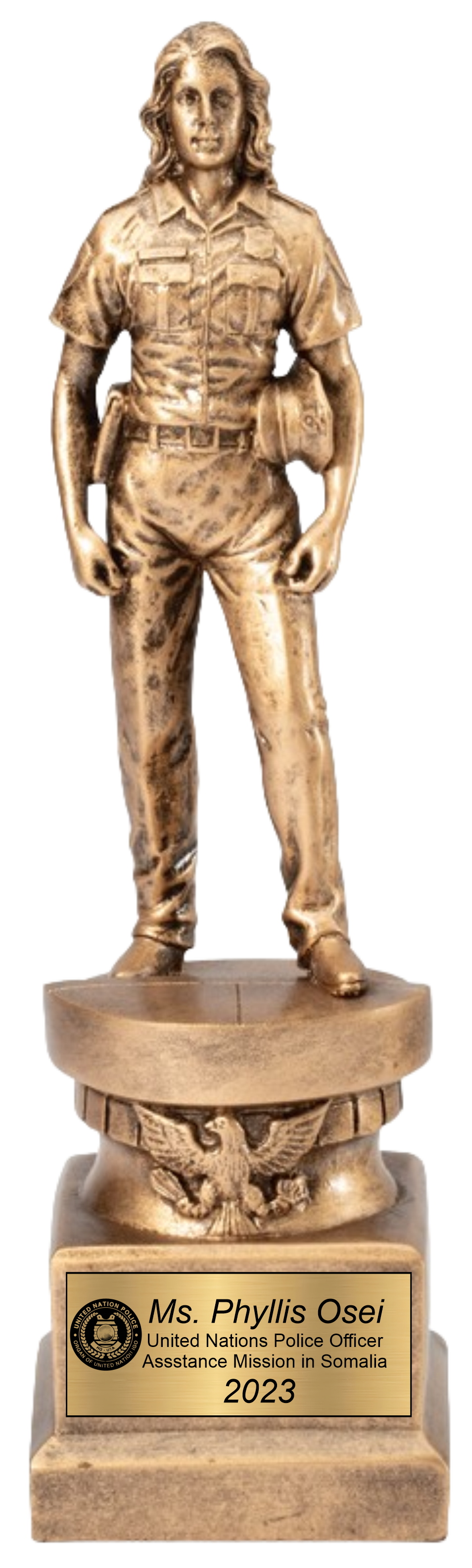 13" Premium Gallery Sculpture Golden American Hero Policewoman Resin Trophy Award 7