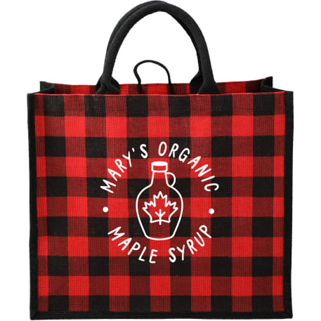 Buffalo Plaid Printed Jute Tote 17