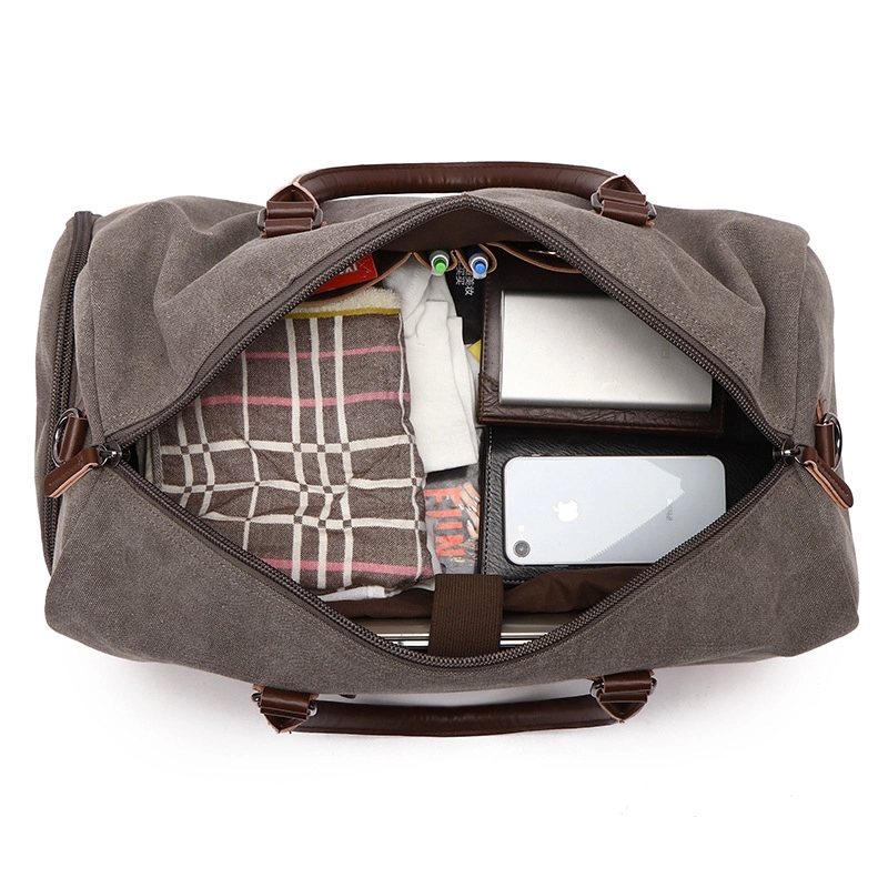 Canvas Travel Tote Bag Fitness Strap Shoe Compartment Design 4