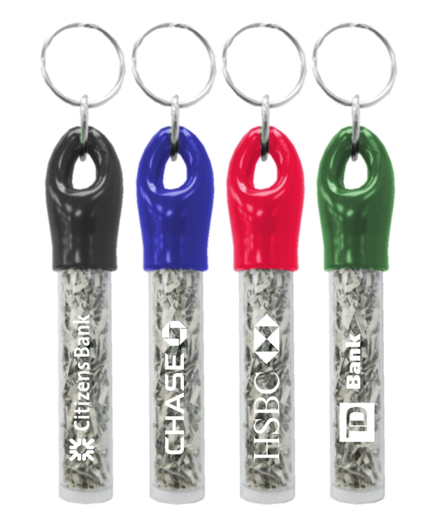 US Recycled Currency Filled Cylinder Shaped Key Chain 1