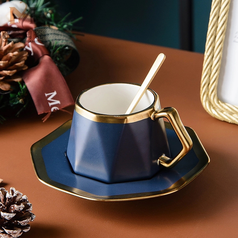 Custom 8 oz Ceramic Coffee Mug Saucer Set 1