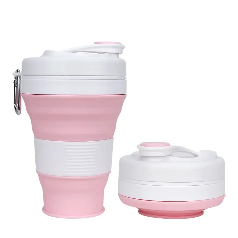 Silicone Collapsible Travel Folding Drinking Cup W/Lid 11
