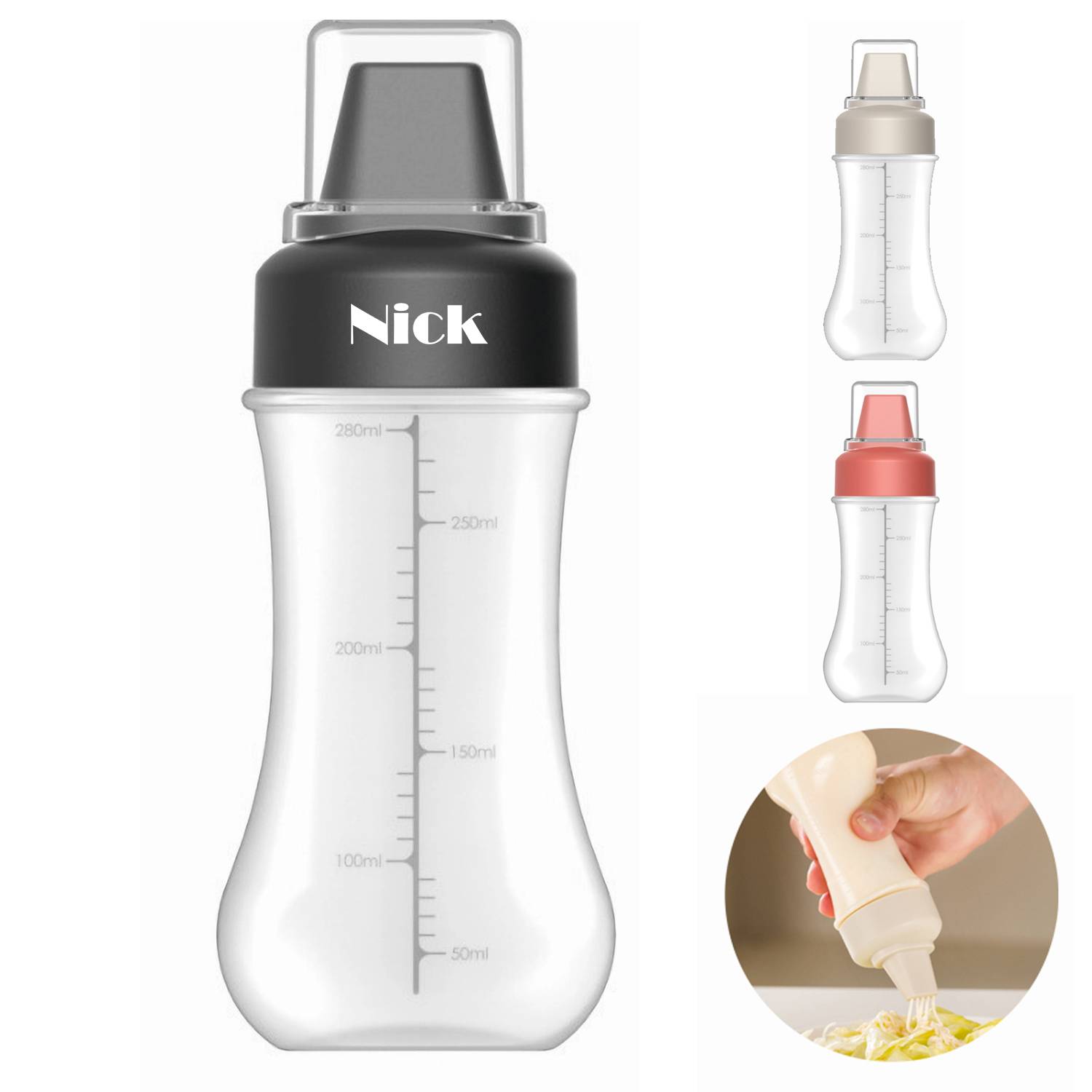 Plastic 5-Hole Squeeze Sauce Bottle with Dust Cap Kitchen