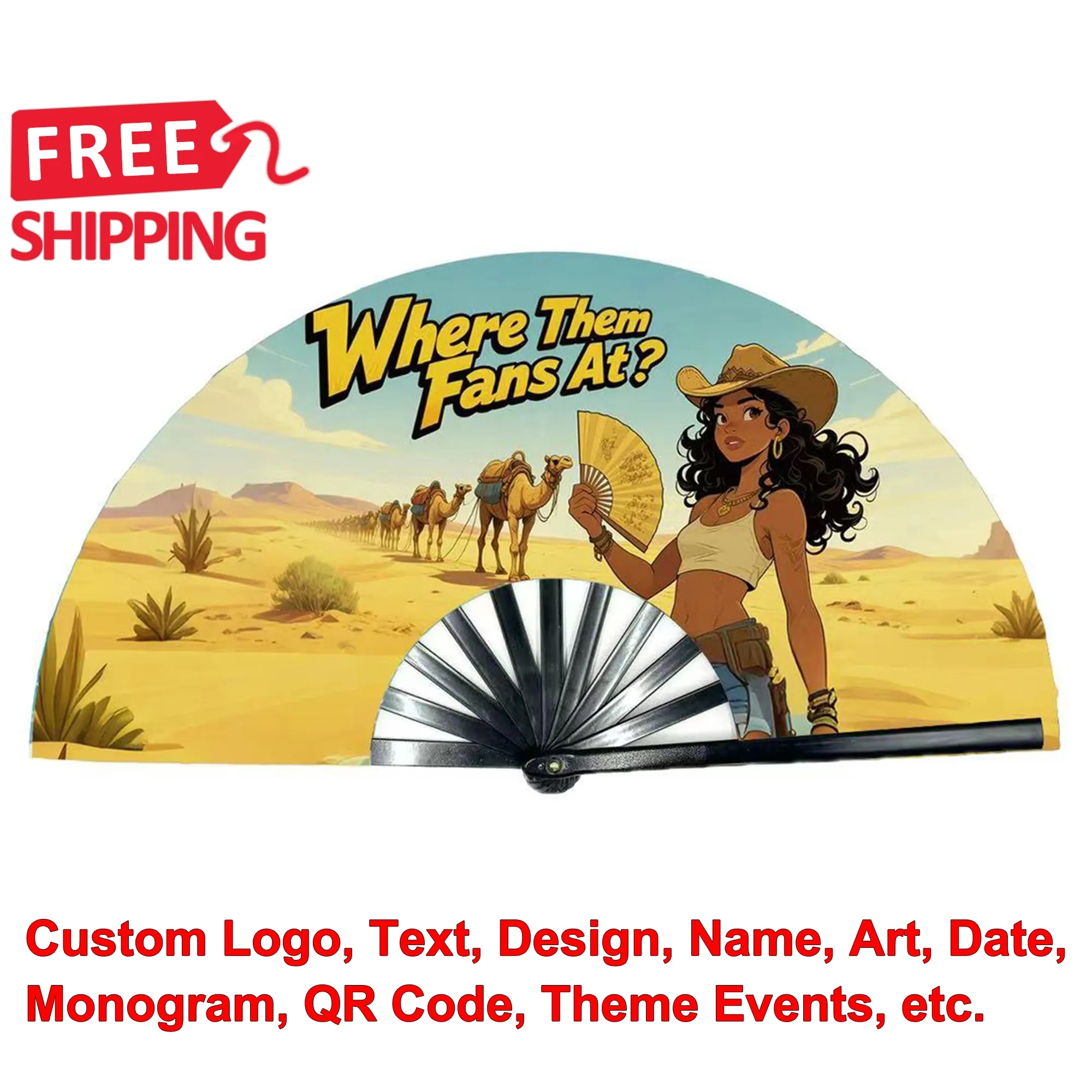 Western Cowgirl Line Dance Folding Hand Fan 13 Inch 8