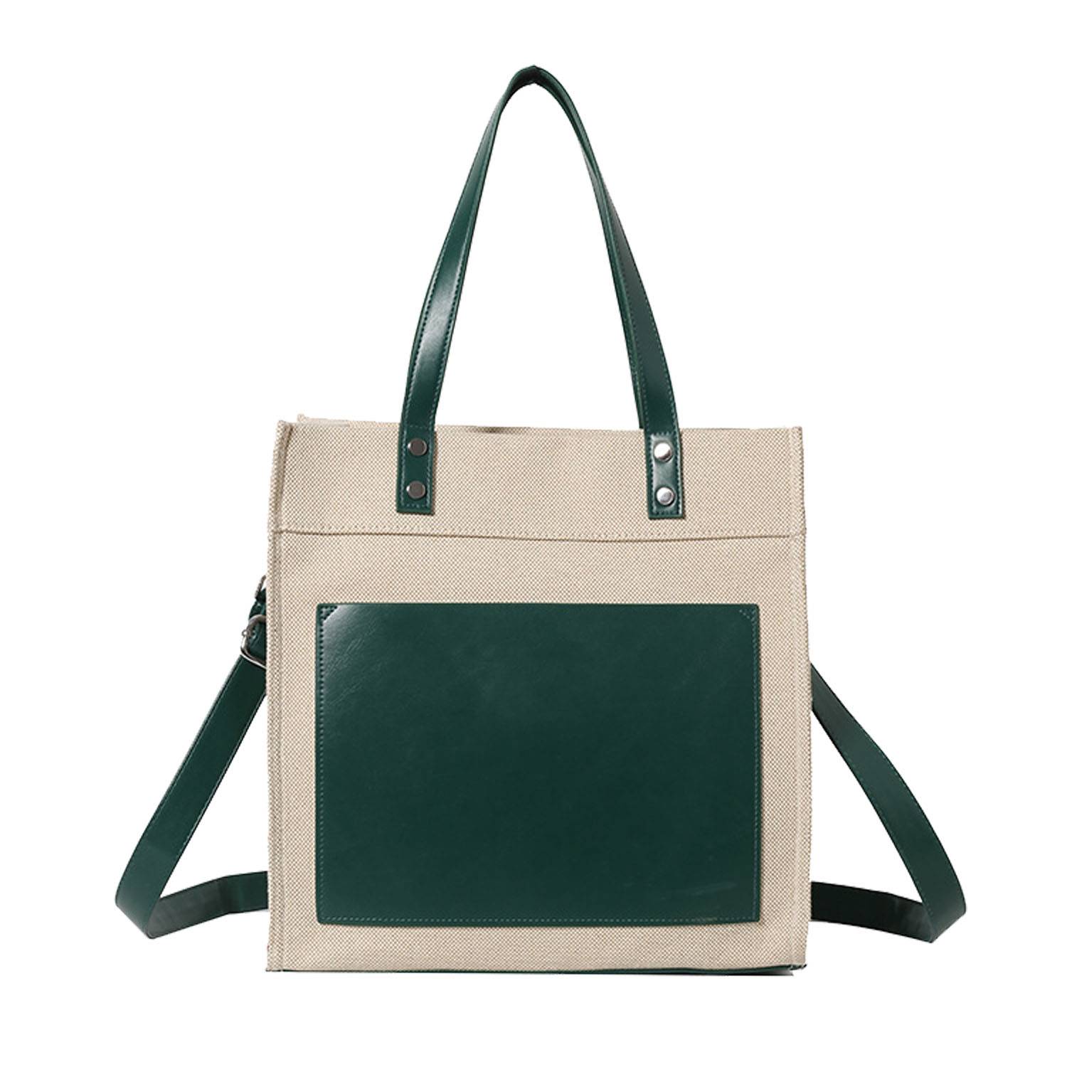 Canvas Tote Bag PU Leather Handles Adjustable strap, custom tote bag with logo imprint 7