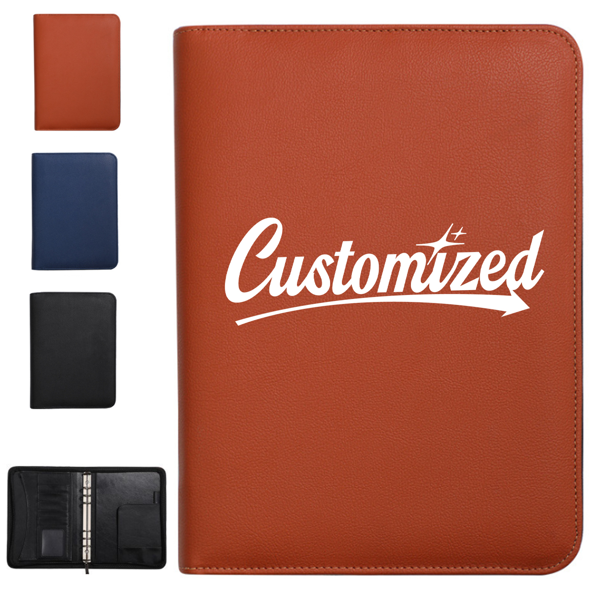 A5 Zippered PU Leather Business Notebook Organizer 2