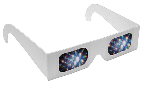 Rainbow Diffraction Glasses - White Frame - Stock 3
