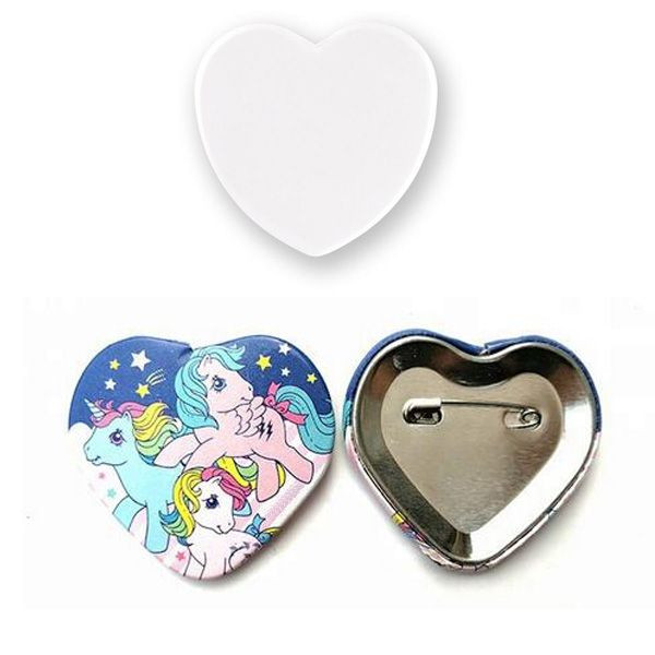 2 1/4" Heart Button Badge Full Color W/ Safety Pin 1