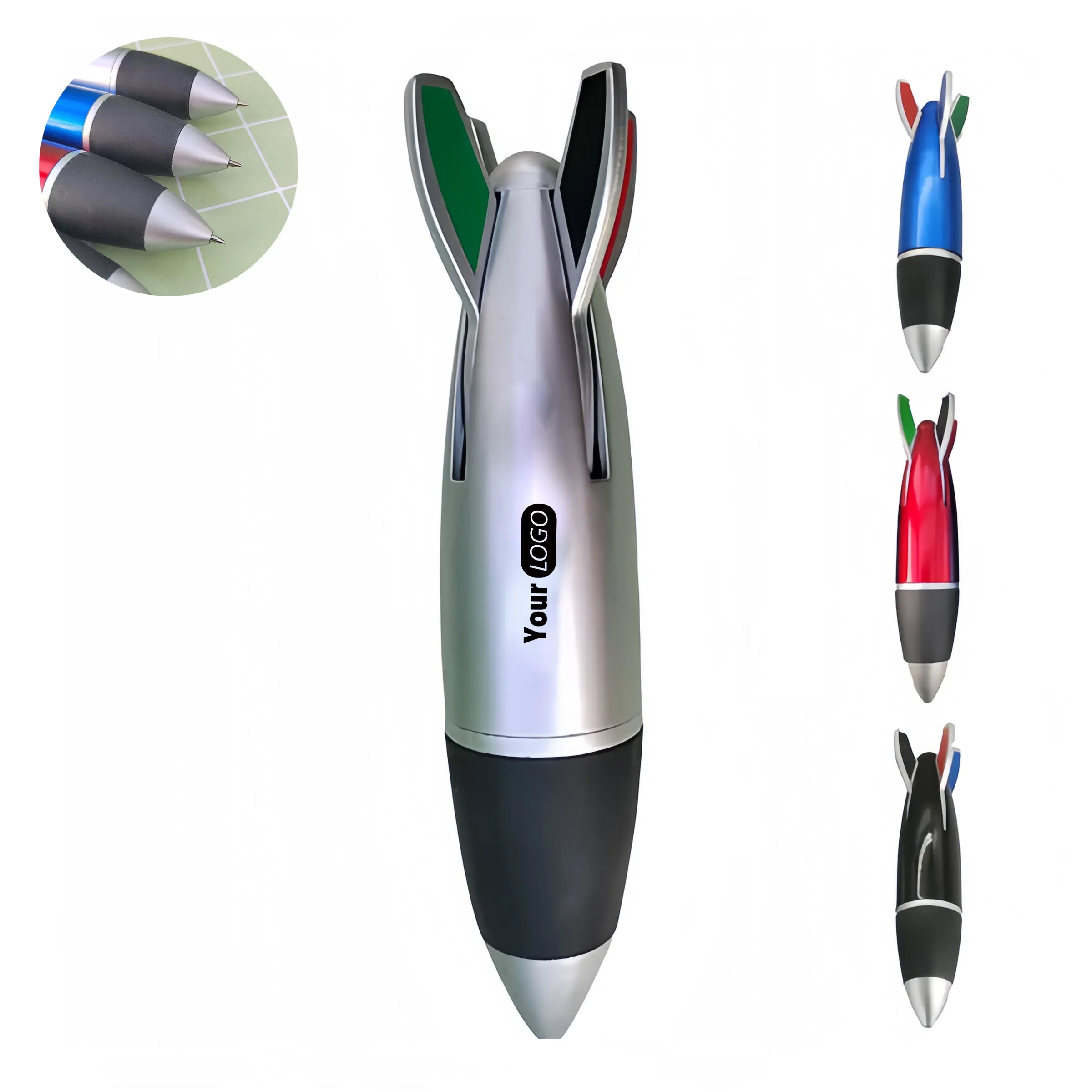 Plastic Creative Rocket Shaped Four Color Ballpoint Pens 6